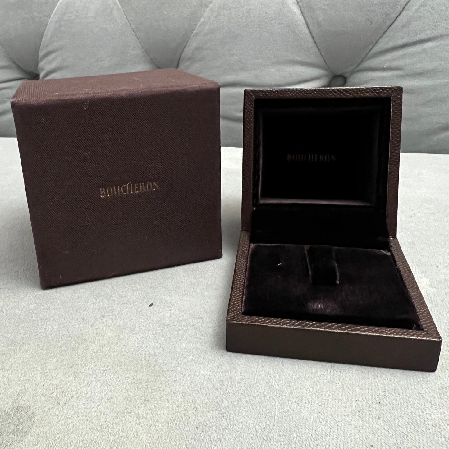 BOUCHERON Ring/Pendant Box + Outer Box 3.20x3.10x3.10 inches