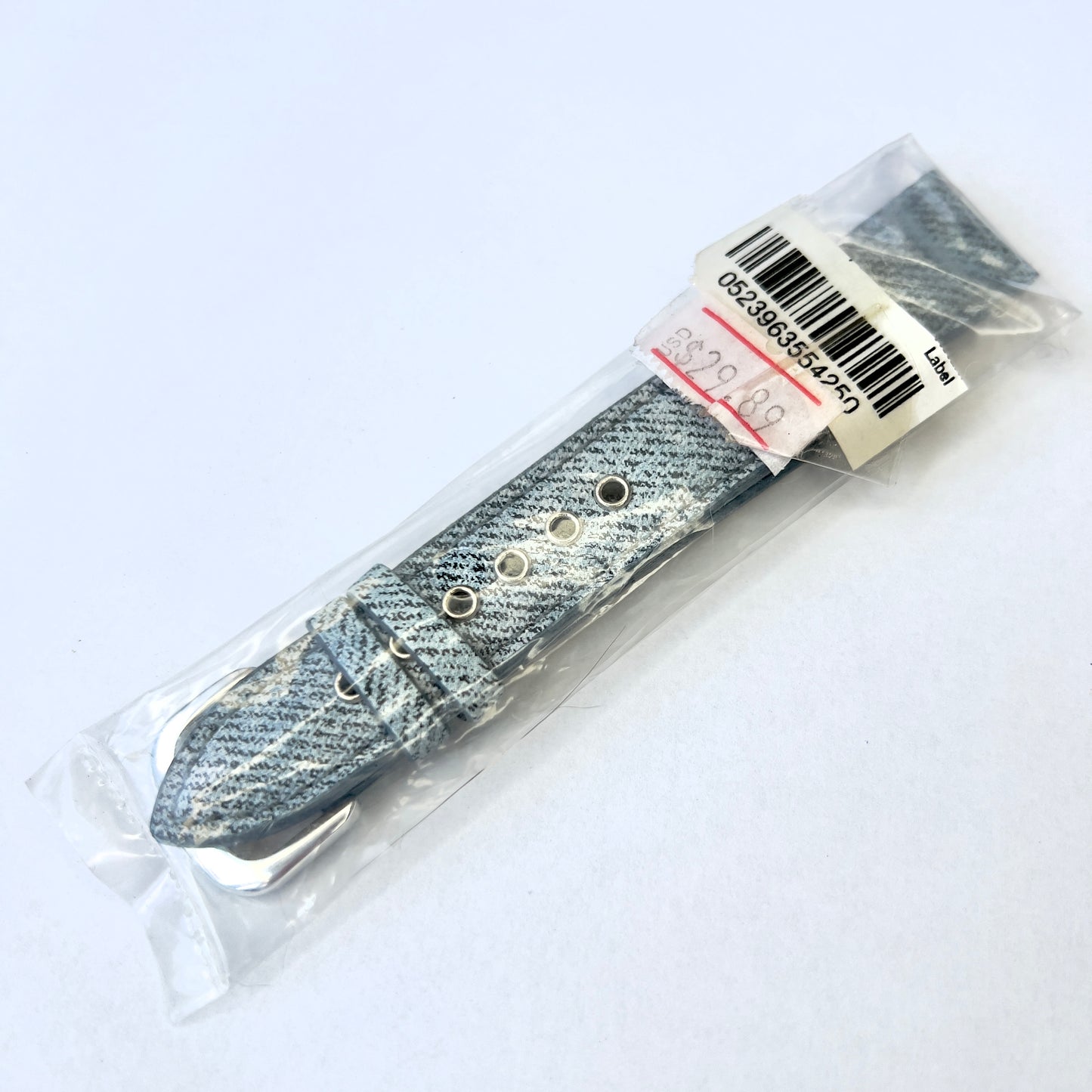 18/26mm Denim Blue Leather Strap Band with Silver Tone Buckle