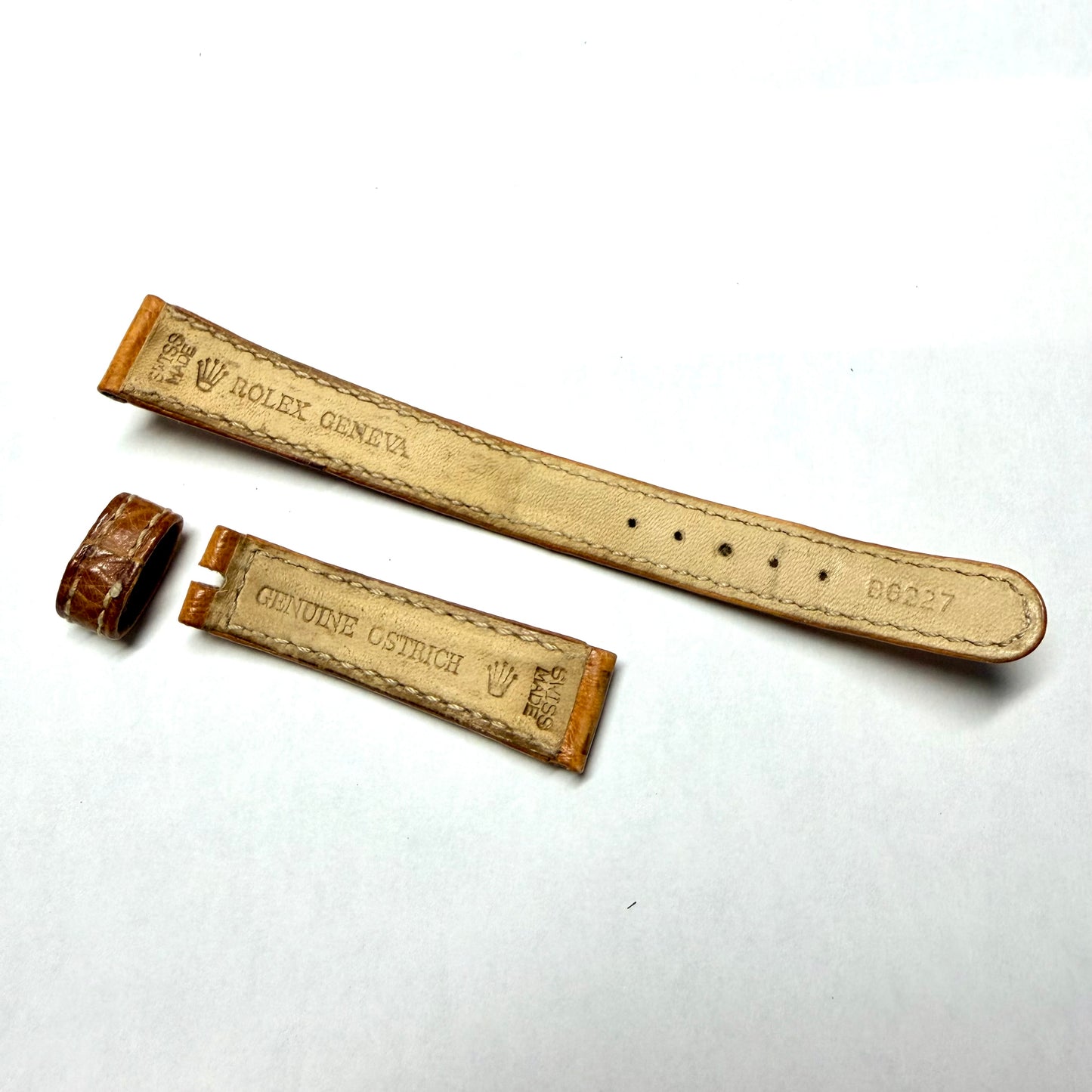 ROLEX 14/12mm ROLEX Tan Genuine Ostrich Band Strap
