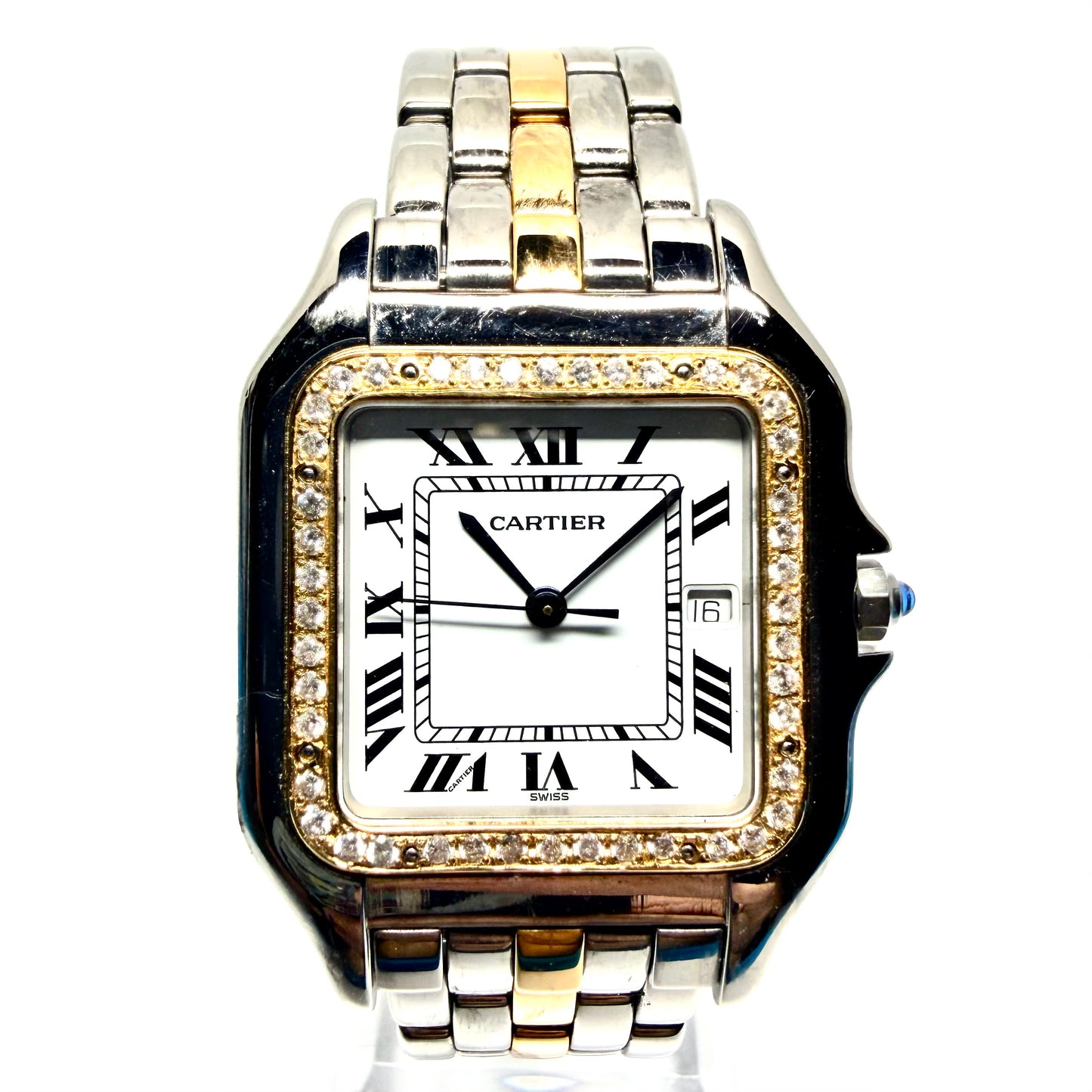 CARTIER PANTHERE Quartz 29mm 1 Row Gold 0.56TCW DIAMOND Watch White Dial
