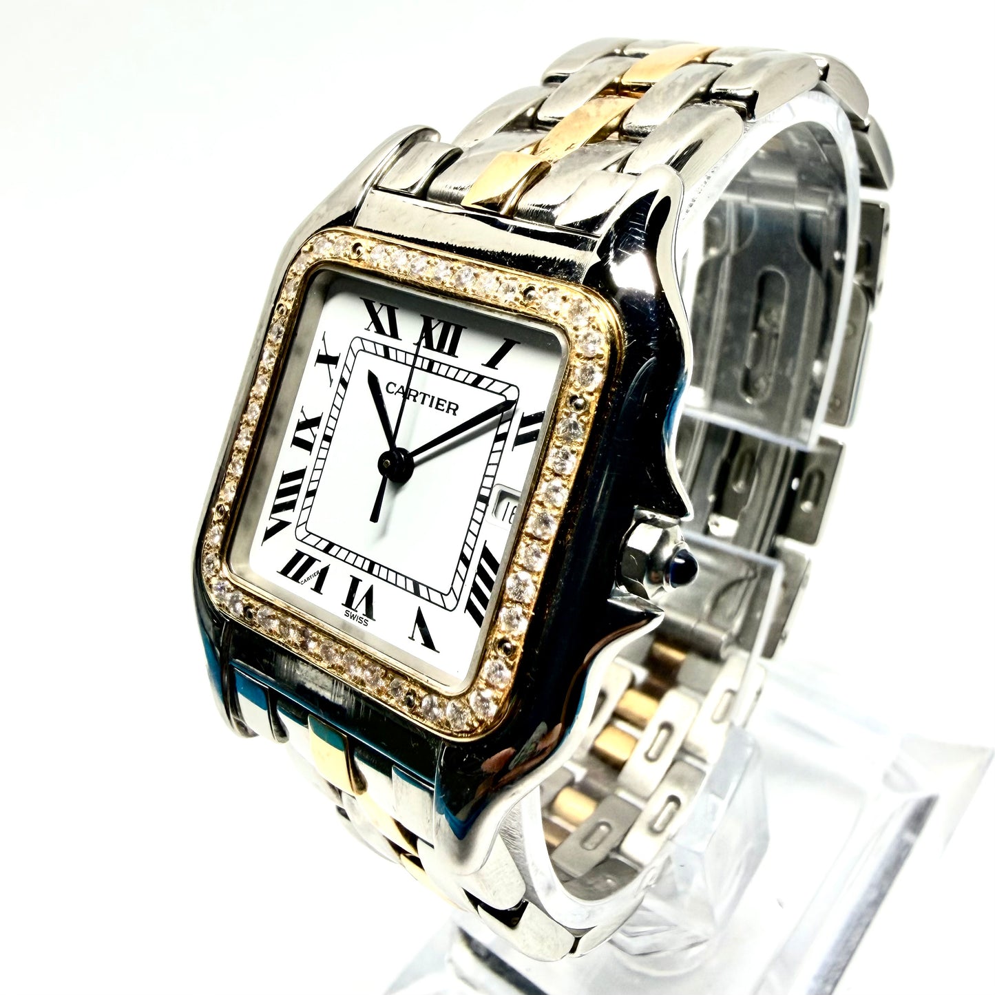 CARTIER PANTHERE Quartz 29mm 1 Row Gold 0.56TCW DIAMOND Watch White Dial