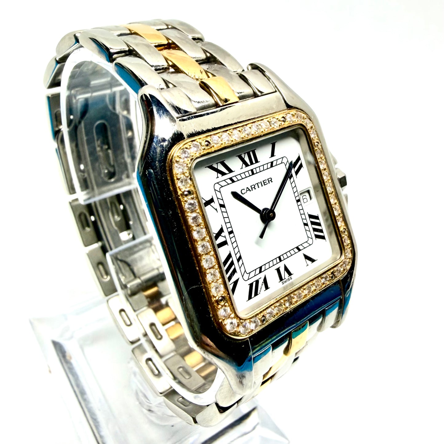 CARTIER PANTHERE Quartz 29mm 1 Row Gold 0.56TCW DIAMOND Watch White Dial
