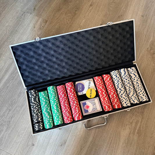 Classic Poker Chip Set with Silver Case - Multi-Color