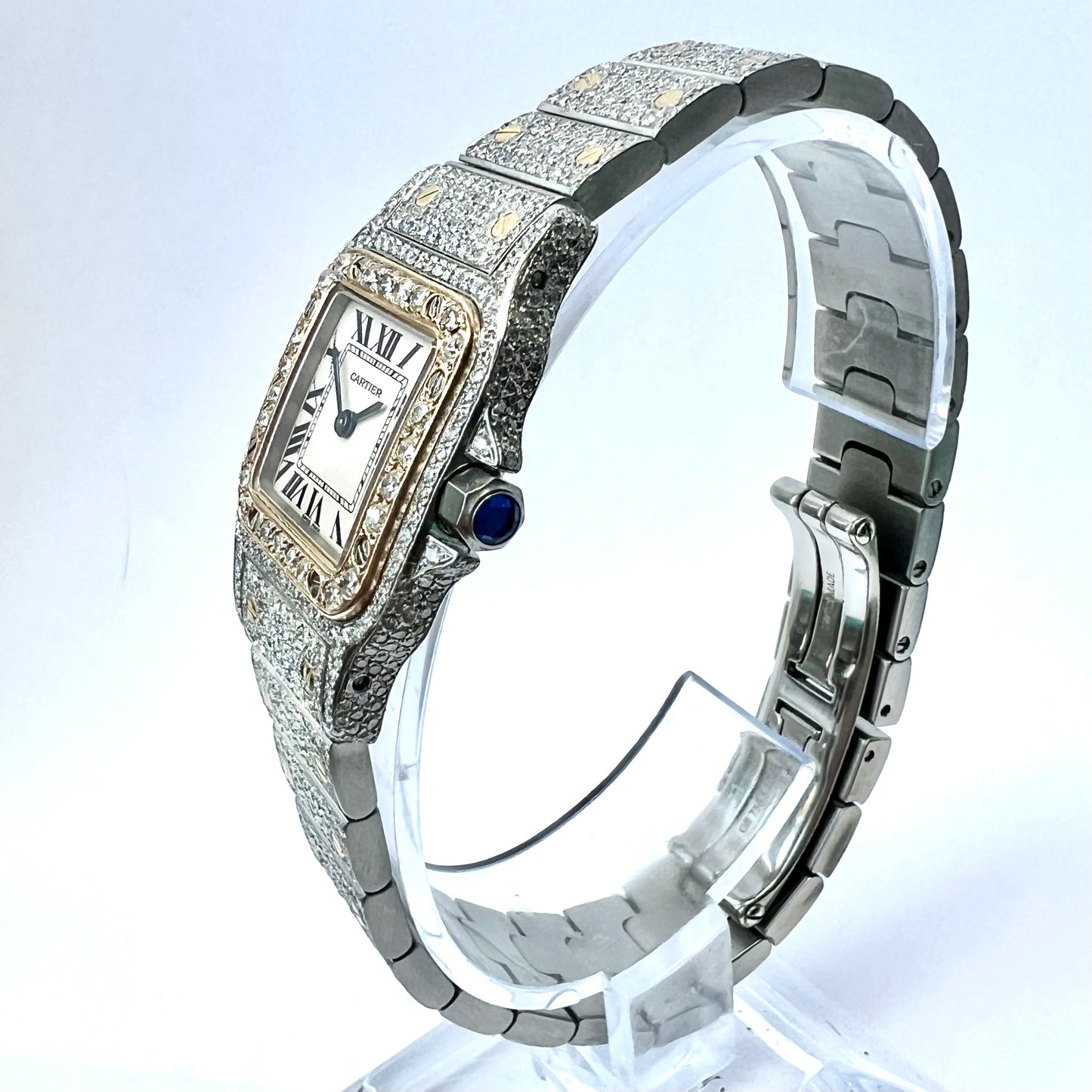 CARTIER SANTOS GALBEE 24mm 2 Tone 7.5TCW Diamond Watch NEW Model