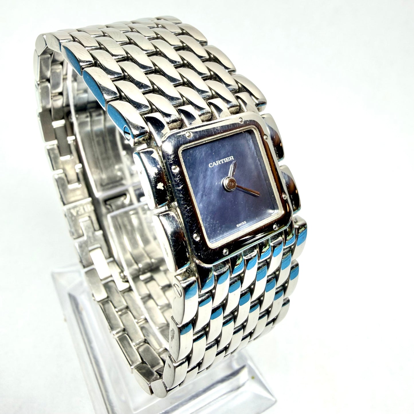 CARTIER Panthere RUBAN Quartz 21mm Steel Blue MOP Dial  Watch