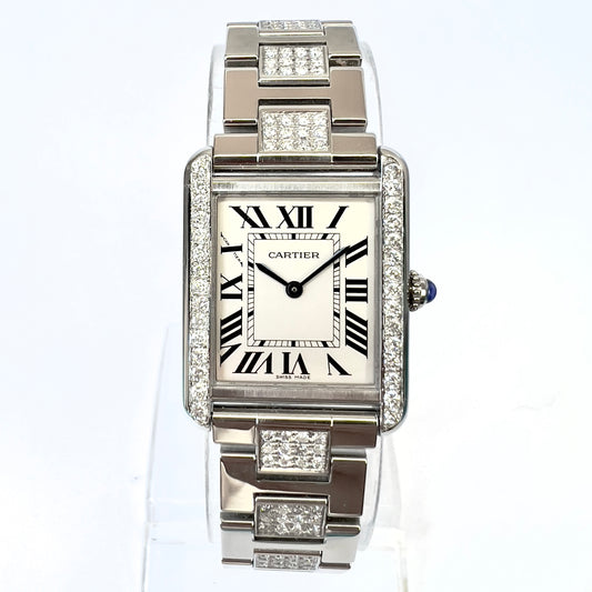 CARTIER TANK SOLO Quartz 24mm Steel 1.53TCW DIAMOND Watch