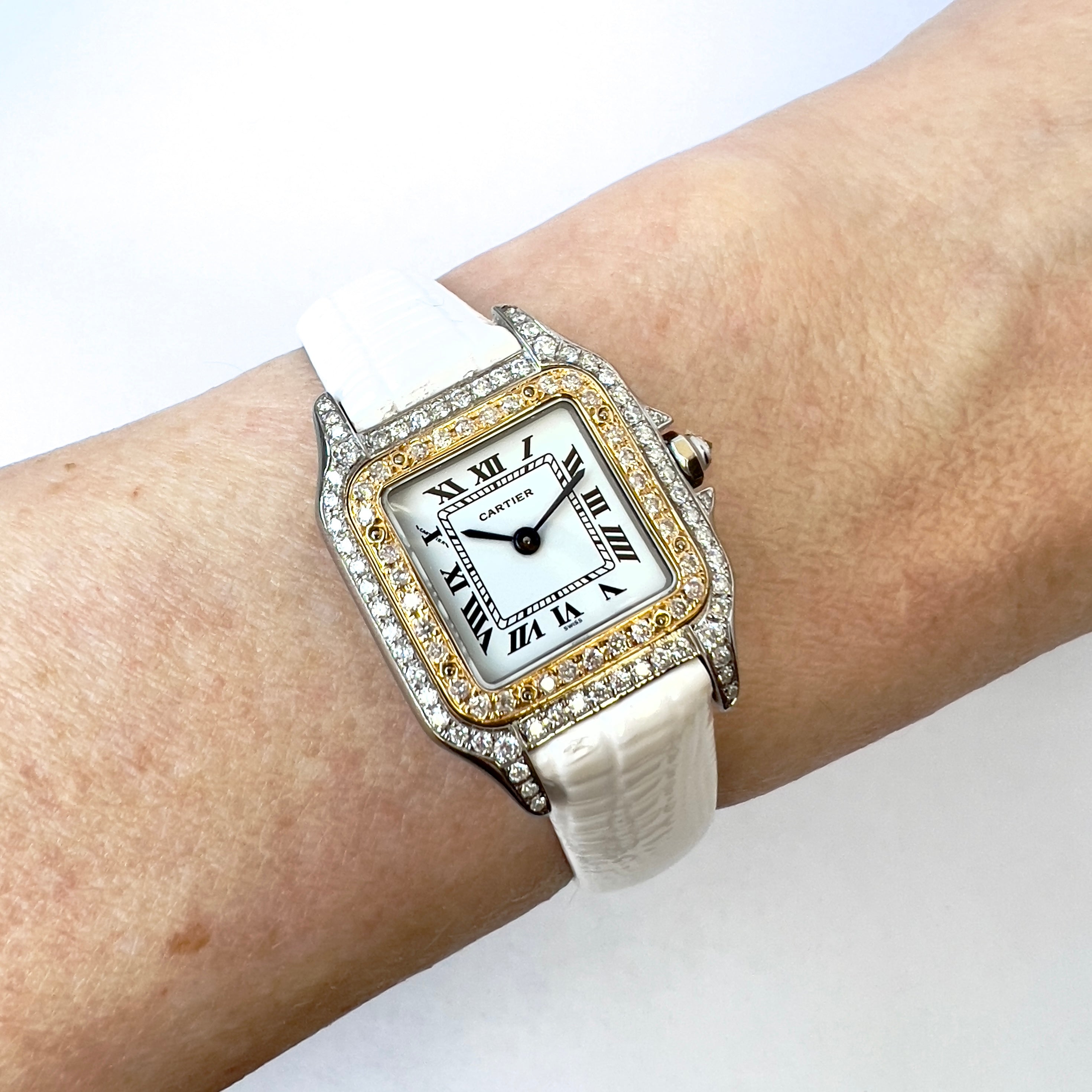 CARTIER PANTHERE 23mm Quartz 2 Tone 1.02TCW DIAMOND Watch NATILUXIA