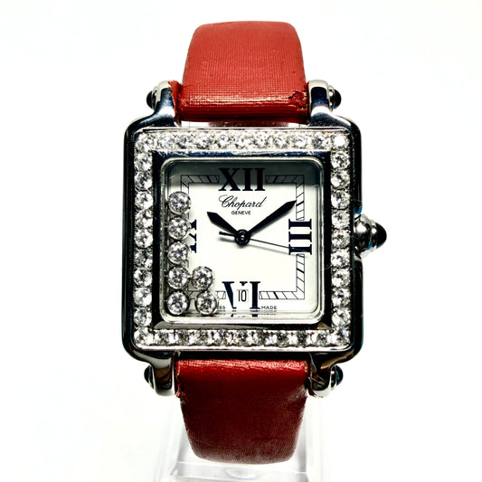CHOPARD HAPPY SPORT Quartz 27mm Steel 7 Floating 2TCW DIAMOND Watch White Dial