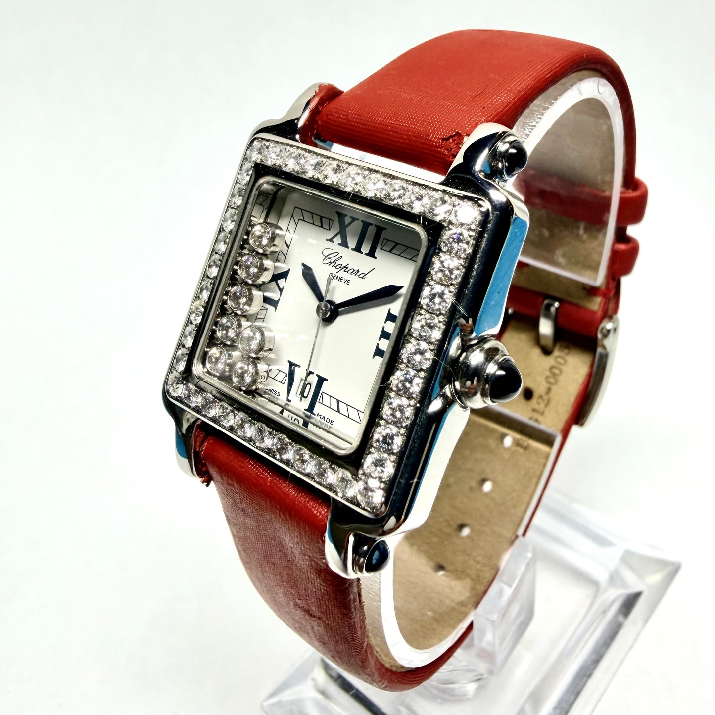 CHOPARD HAPPY SPORT Quartz 27mm Steel 7 Floating 2TCW DIAMOND Watch White Dial