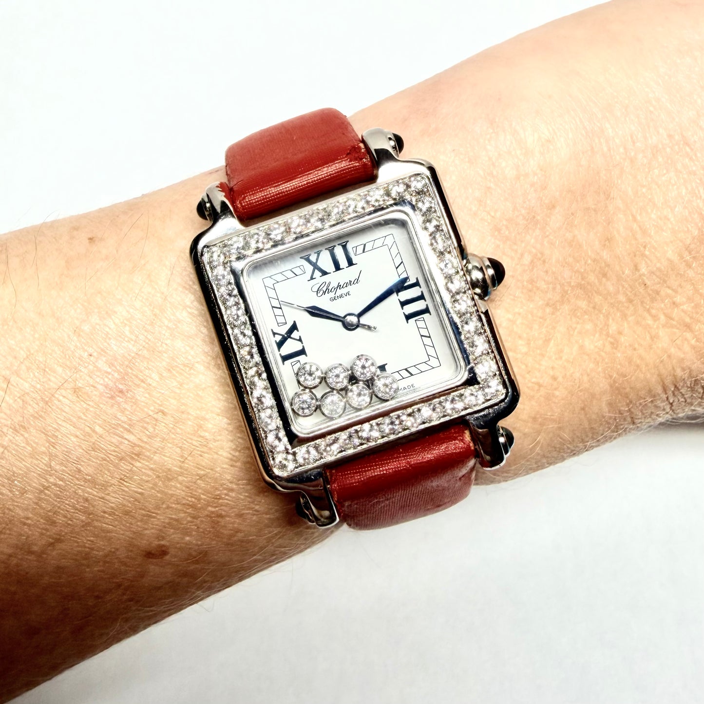 CHOPARD HAPPY SPORT Quartz 27mm Steel 7 Floating 2TCW DIAMOND Watch White Dial