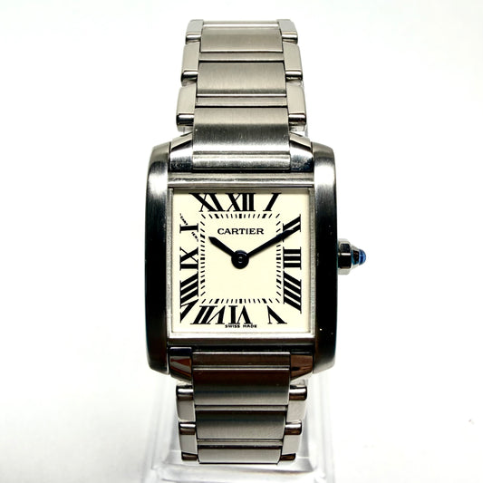 CARTIER TANK FRANCAISE Quartz 20mm Steel Watch Cream Dial