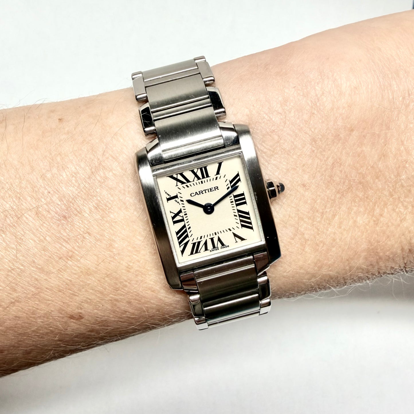 CARTIER TANK FRANCAISE Quartz 20mm Steel Watch Cream Dial