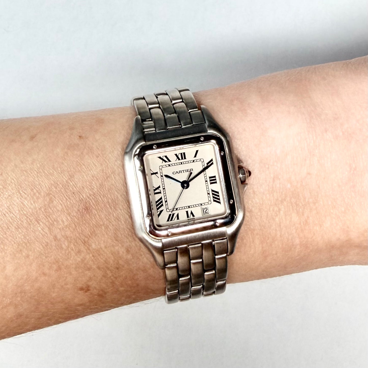 CARTIER PANTHERE Quartz 27mm Steel Watch Cream Dial