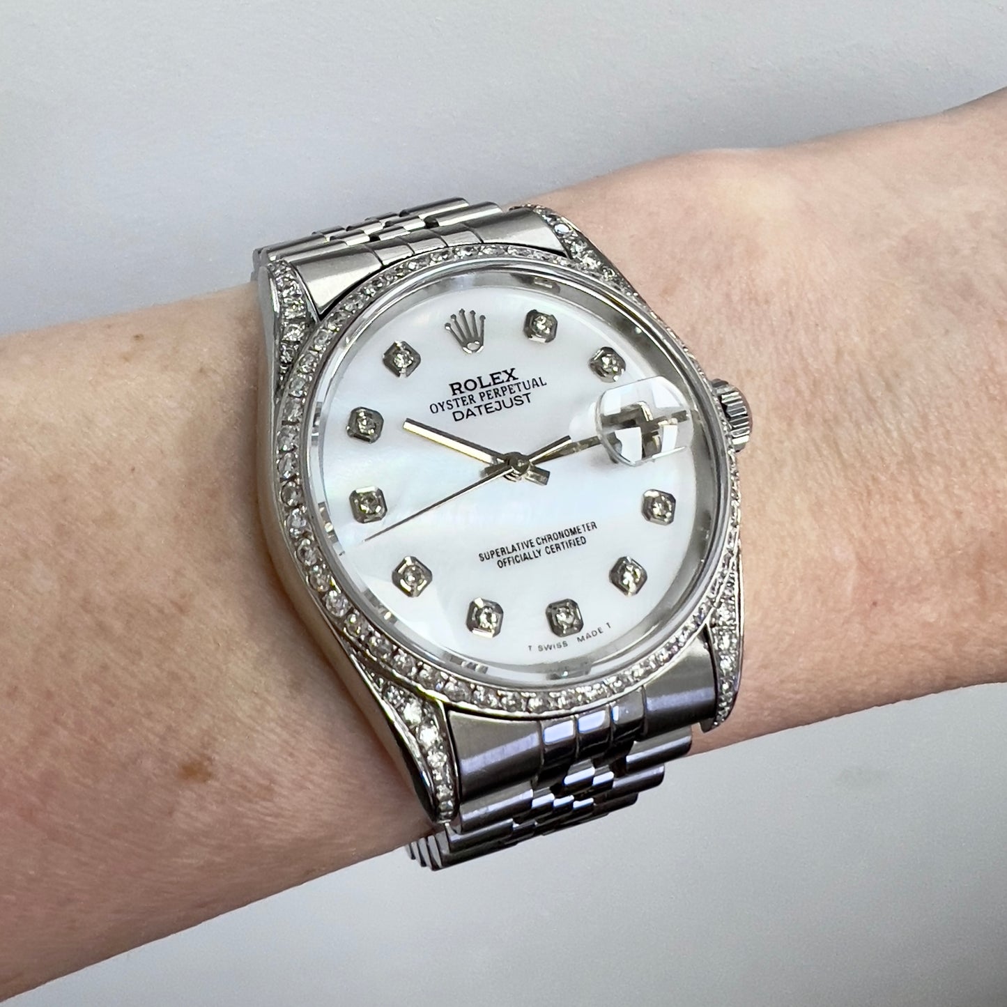 ROLEX DATEJUST Automatic 34mm Steel Diamond Watch