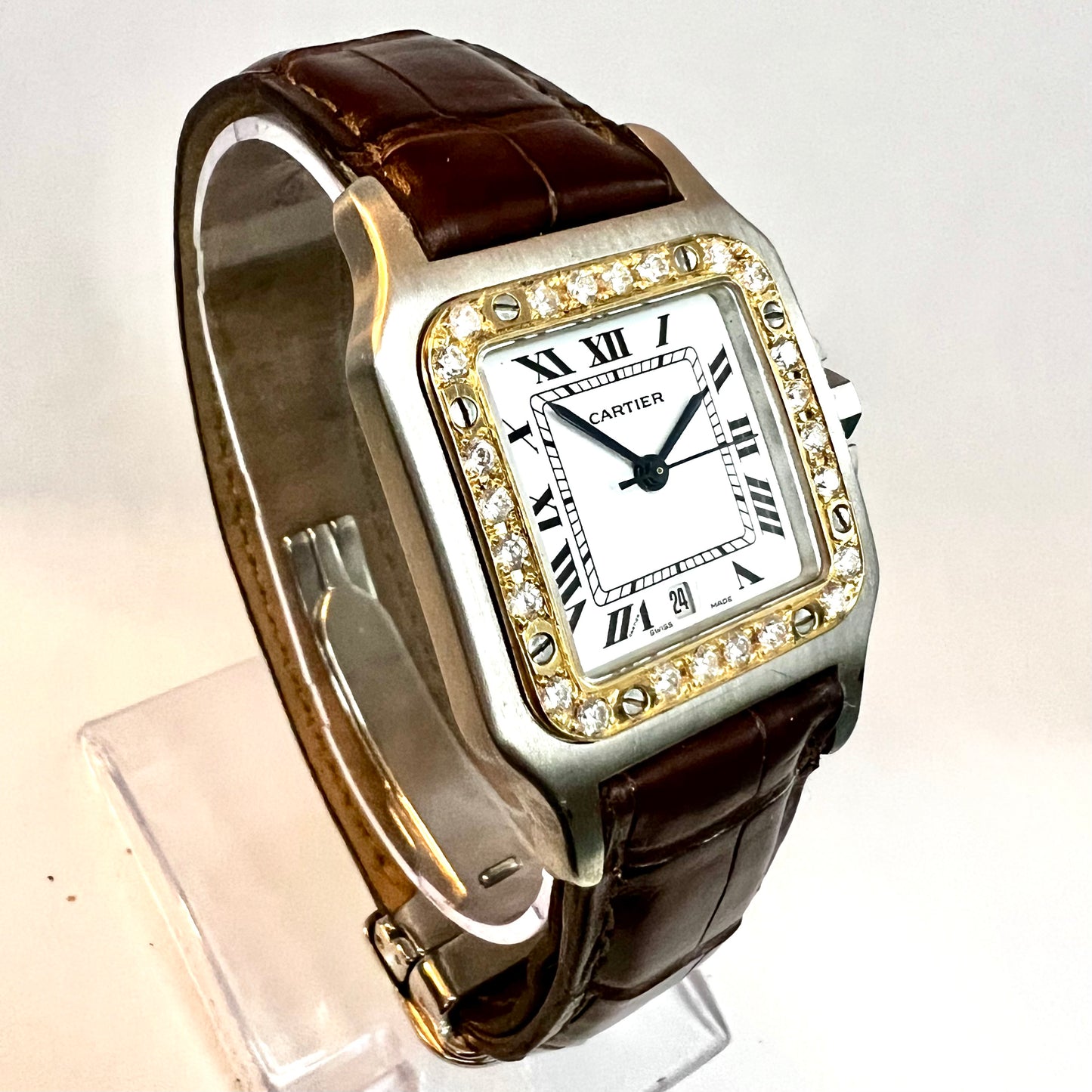 CARTIER SANTOS GALBEE 29mm Quartz 2 Tone 0.85TCW Diamond Watch