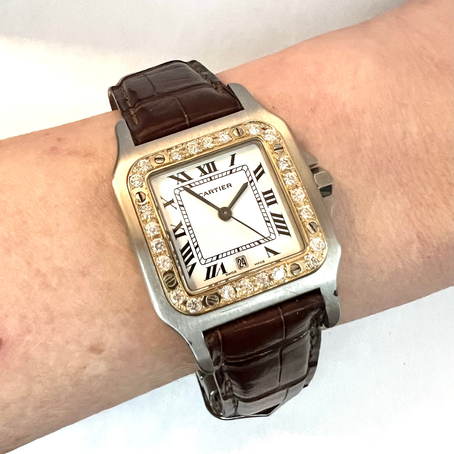 CARTIER SANTOS GALBEE 29mm Quartz 2 Tone 0.85TCW Diamond Watch