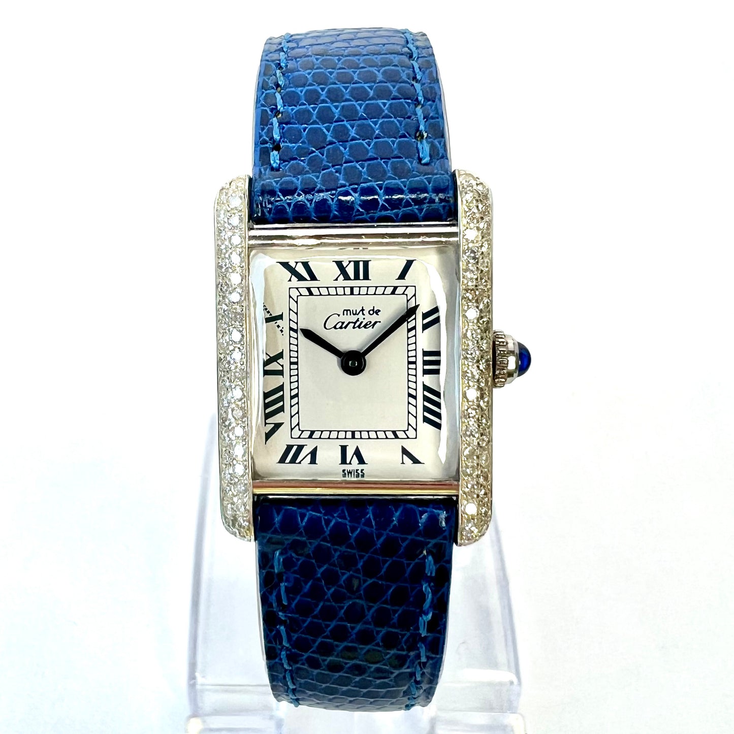 CARTIER TANK Quartz 20mm Silver 0.67TCW Diamond Watch