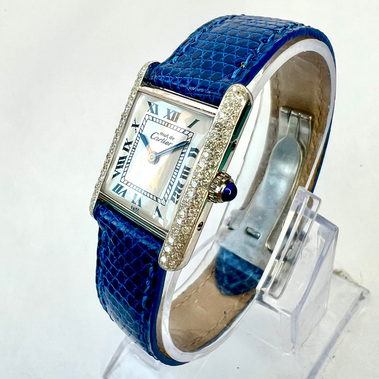 CARTIER TANK Quartz 20mm Silver 0.67TCW Diamond Watch