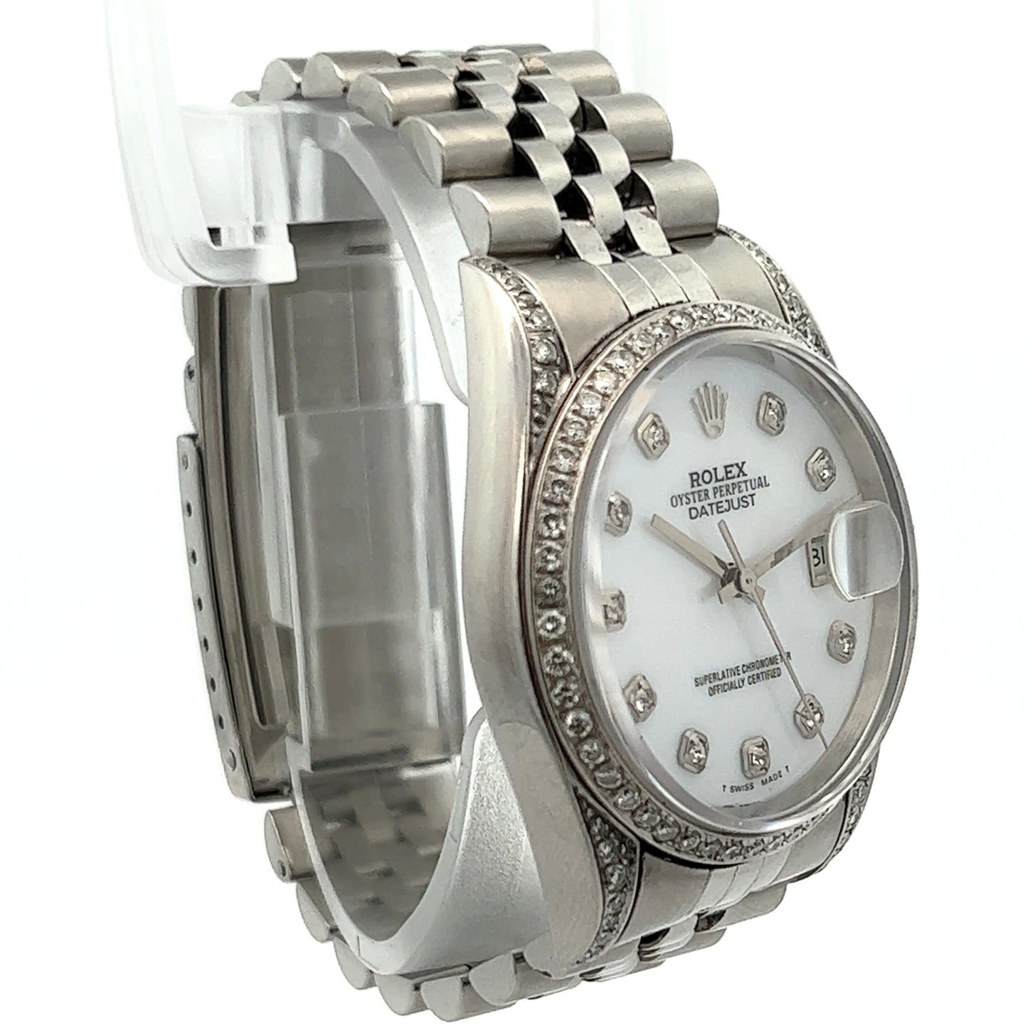 ROLEX DATEJUST Automatic 34mm Steel Diamond Watch