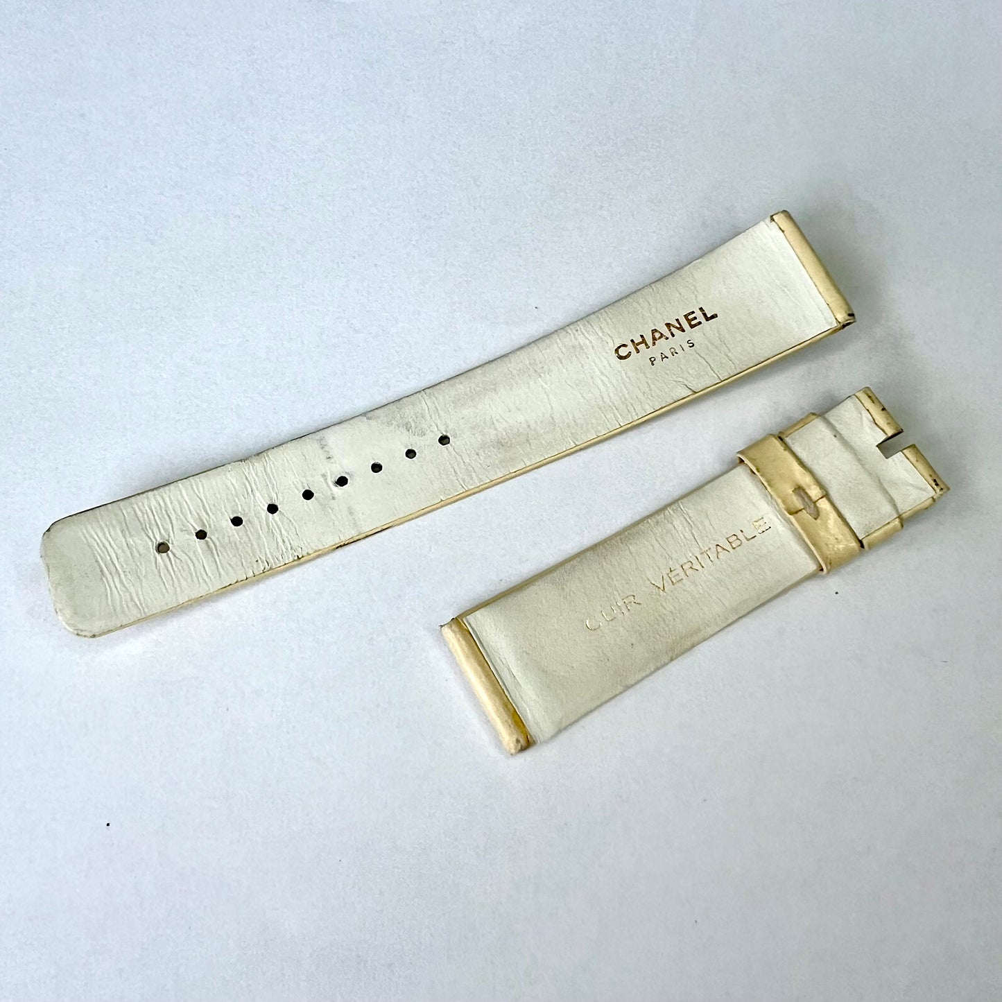 CHANEL 18/16mm Cream Leather Strap/Band