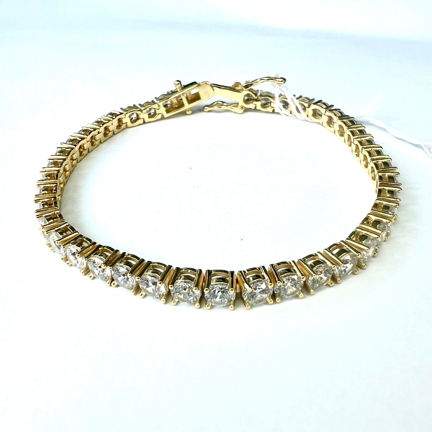 NEW Gold Tone 925 Sterling Silver Bracelet Cubic Zirconia Size 7 inches