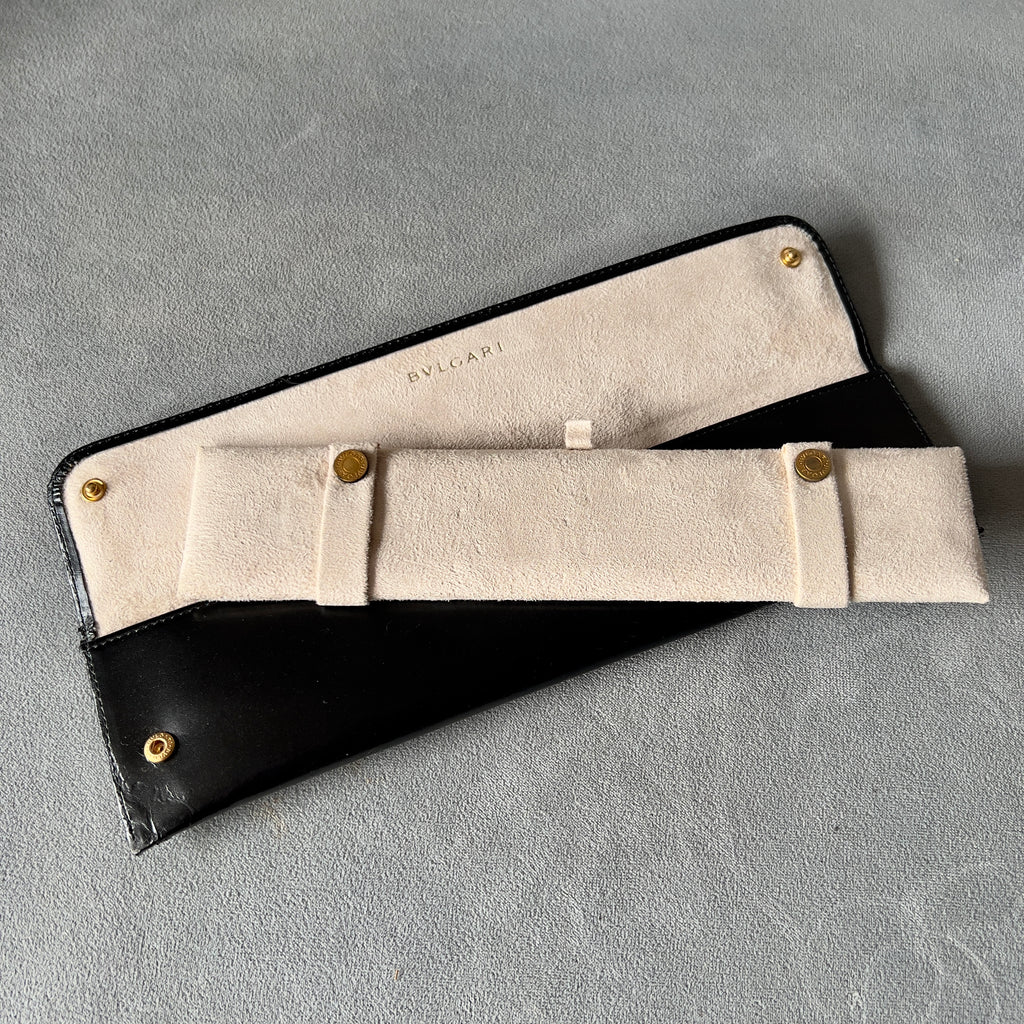 [国内正規品] Bvlgari Black 40ml 新品 BVLGARI Black Faux Leather Jewerly Pouch with Insert 10x2.5 inches
