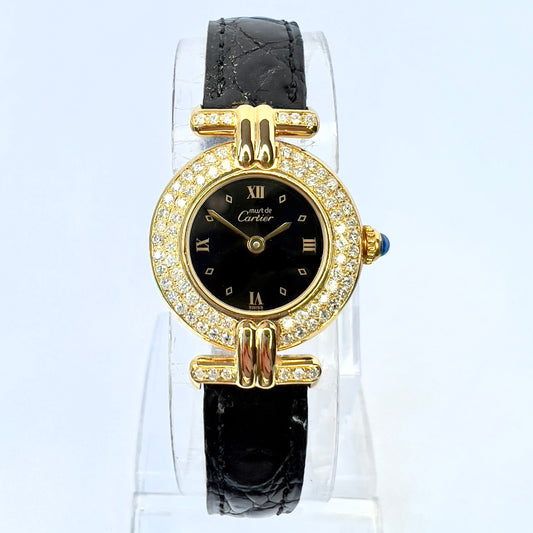 CARTIER VERMEIL COLISÈE Quartz 24mm GP Silver 1.16TCW DIAMOND Watch