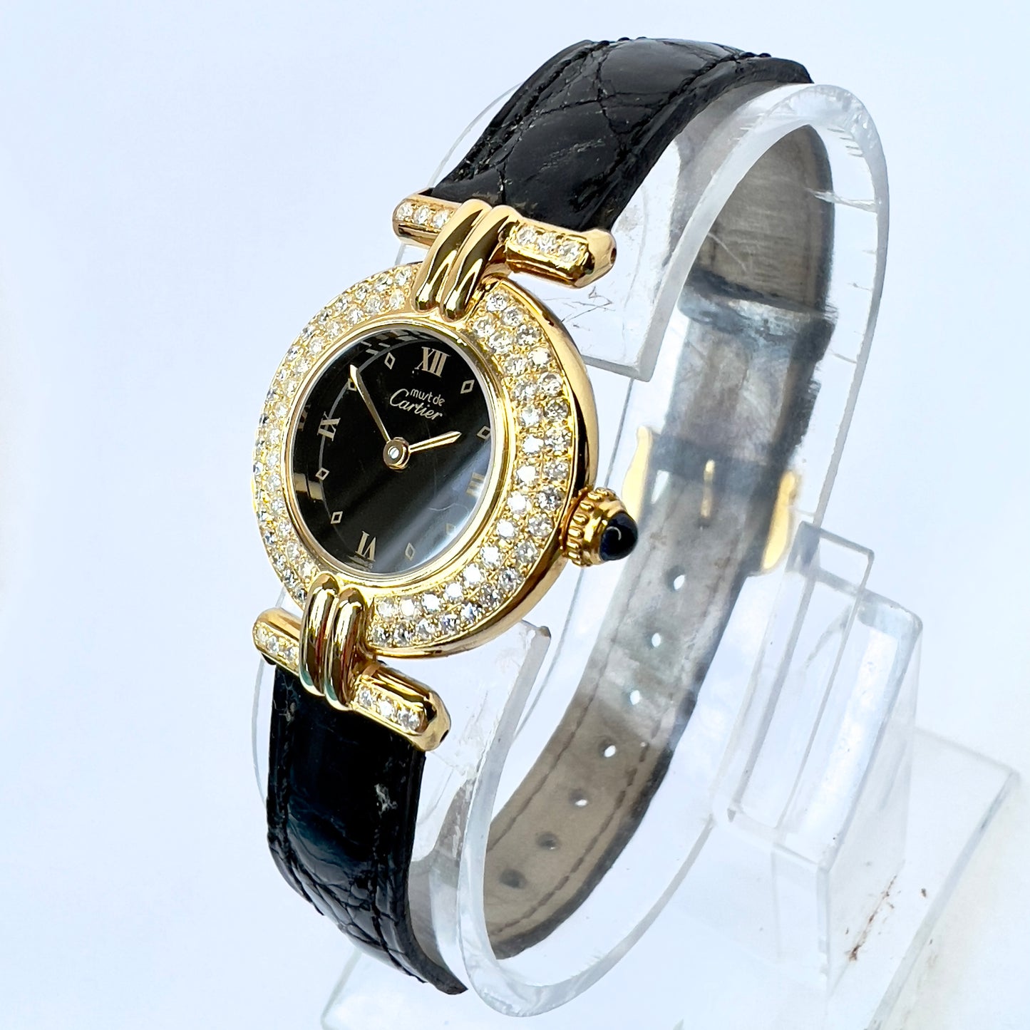 CARTIER VERMEIL COLISÈE Quartz 24mm GP Silver 1.16TCW DIAMOND Watch