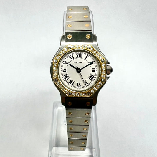 CARTIER SANTOS OCTAGON Automatic 25mm 2 Tone 0.32TCW DIAMOND Watch