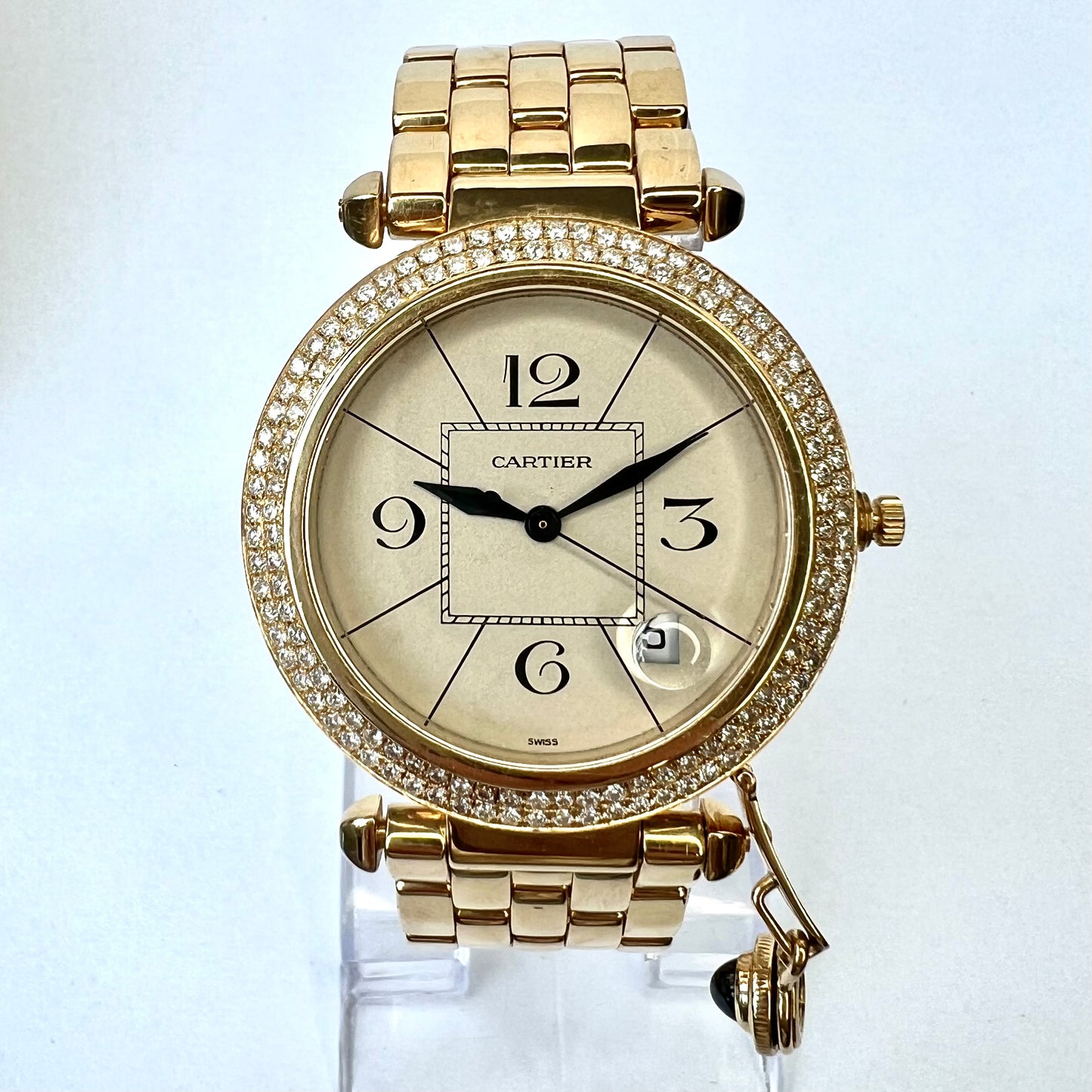 CARTIER PASHA 1986 38mm Automatic 18K Yellow Gold 1.58TCW VS DIAMOND Watch