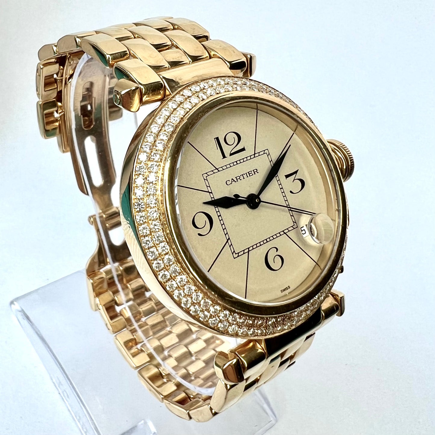 CARTIER PASHA 1986 38mm Automatic 18K Yellow Gold 1.58TCW VS DIAMOND Watch