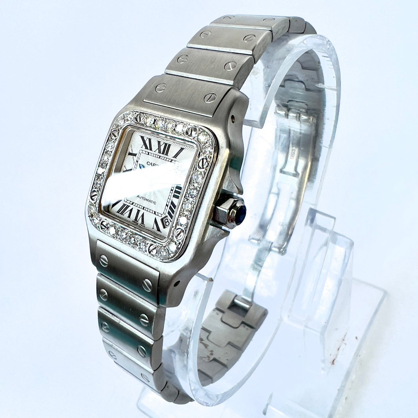 CARTIER SANTOS GALBEE 24mm Automatic Steel 0.69TCW Diamond Watch NEW Model