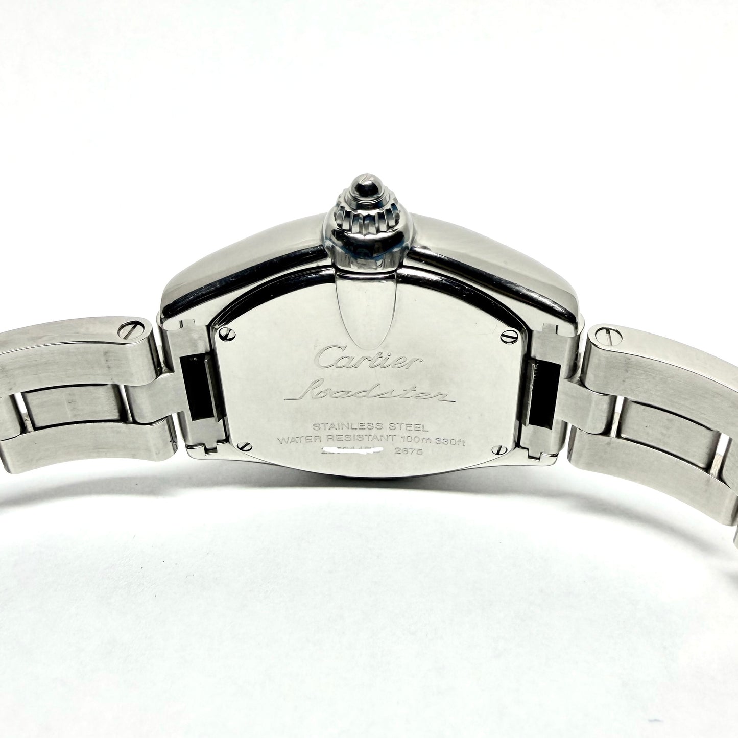 CARTIER ROADSTER Quartz 31mm Steel Watch Pink Dial