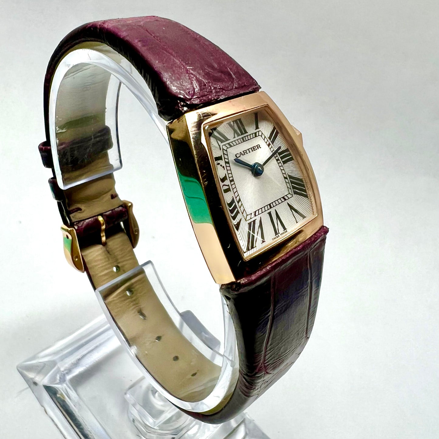 CARTIER LA DONA Quartz 22mm 18K Rose Gold Watch Burgundy Band