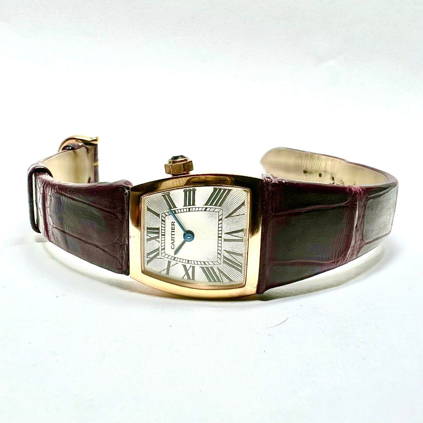 CARTIER LA DONA Quartz 22mm 18K Rose Gold Watch Burgundy Band
