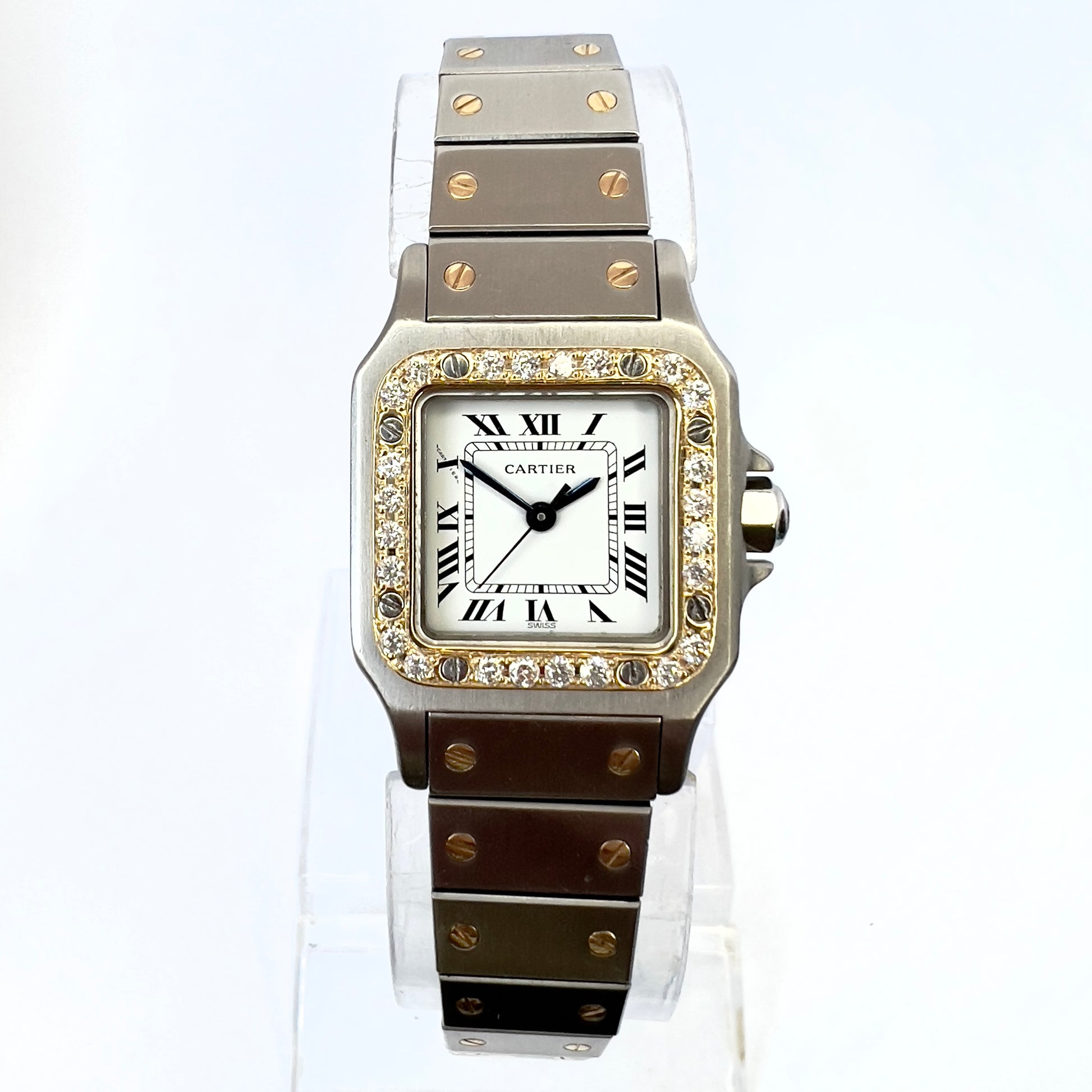 CARTIER SANTOS GALBEE 24mm Automatic Tone Diamond Watch