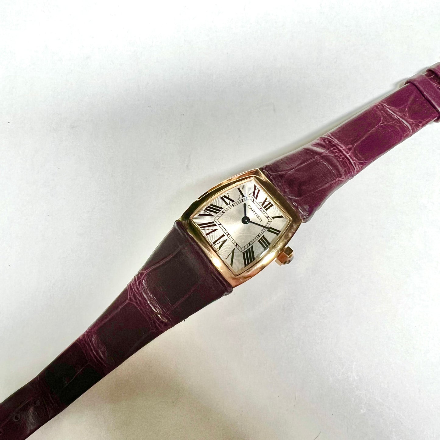 CARTIER LA DONA Quartz 22mm 18K Rose Gold Watch Burgundy Band