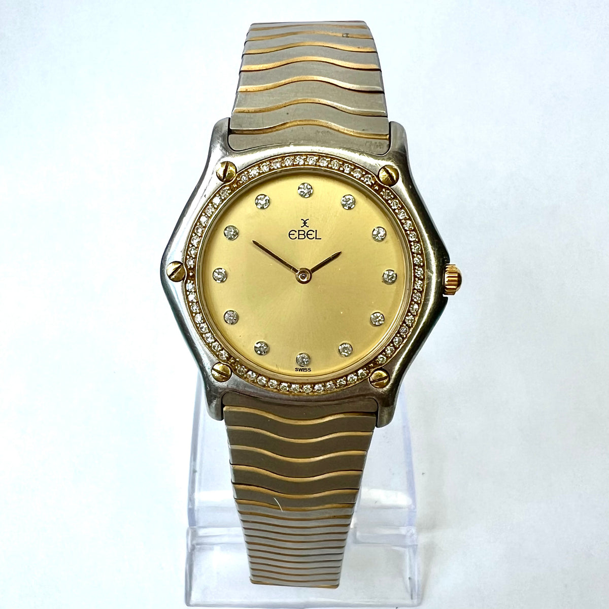 EBEL WAVE Quartz 33mm 2 Tone Diamond Watch | NATILUXIA display picture 2