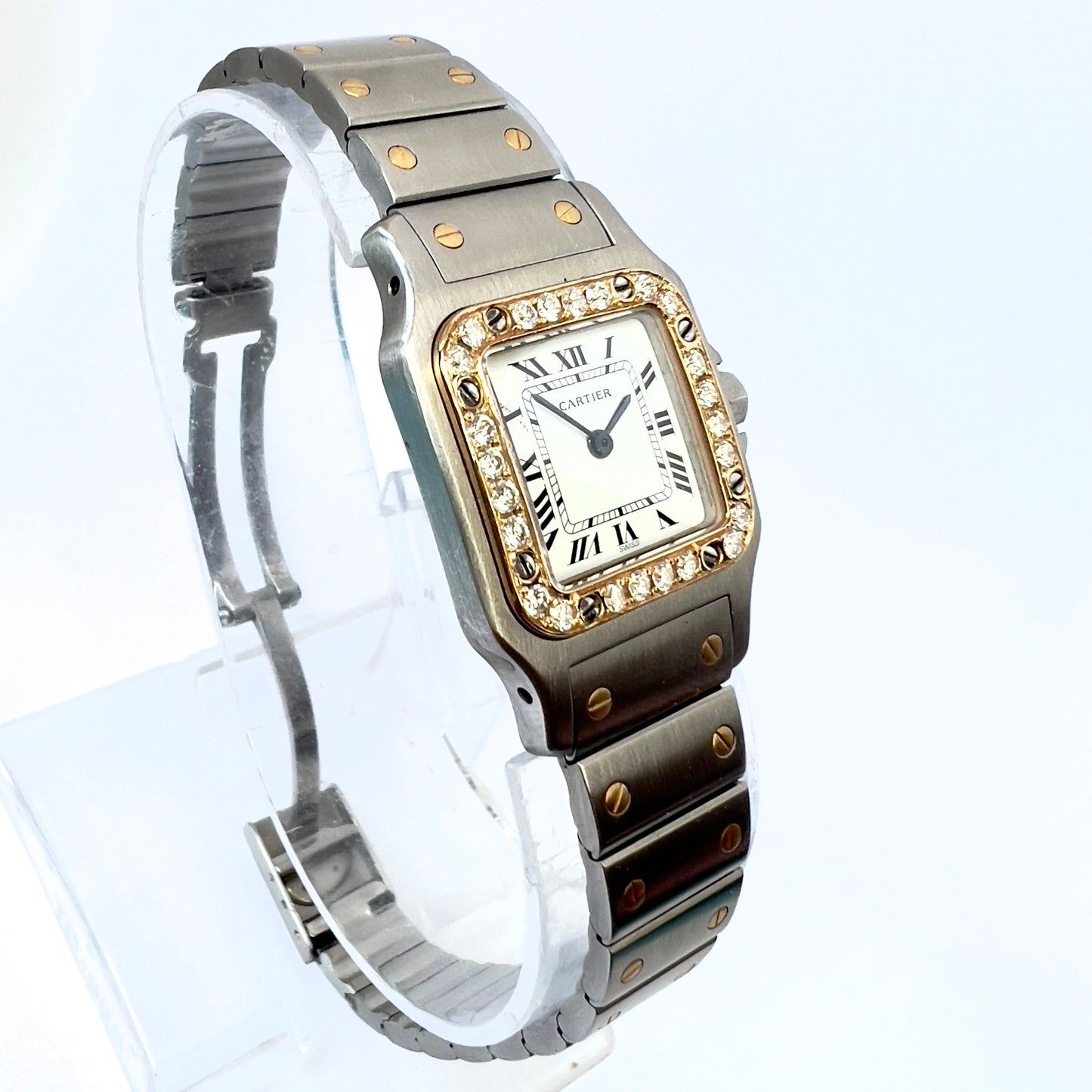 CARTIER SANTOS GALBEE 24mm Quartz 2 Tone 0.54TCW Diamond Watch