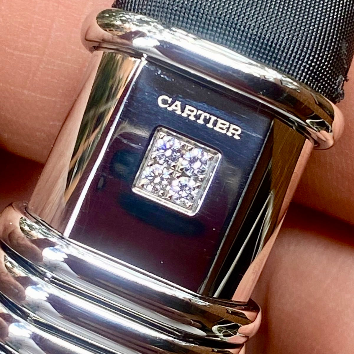 CARTIER DECLARATION Quartz 16mm Titanium/Steel 0.12TCW Factory Diamonds Watch