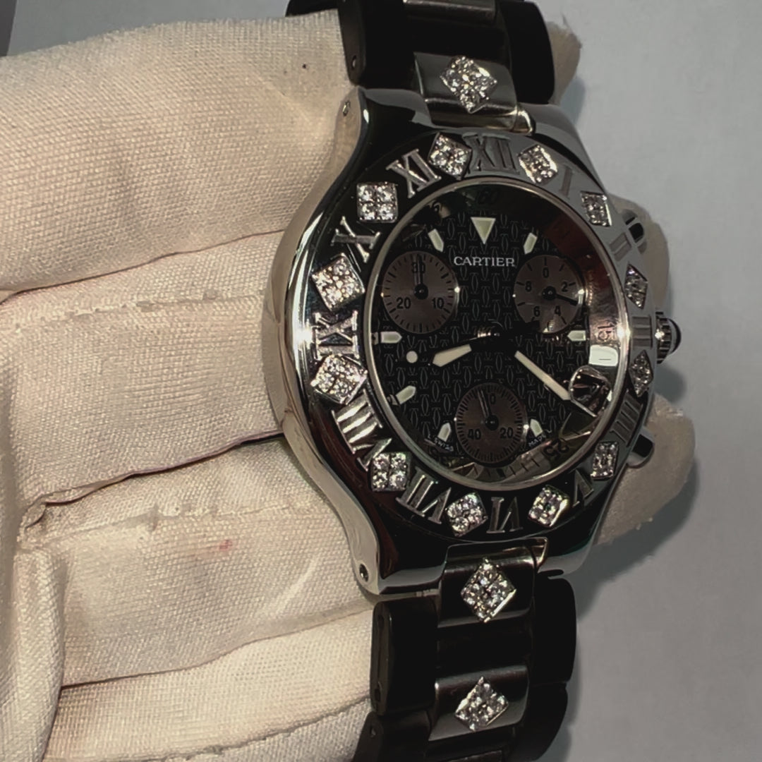 CARTIER CHRONOSCAPH 21 Chronograph Quartz Steel 38mm 1.86TCW