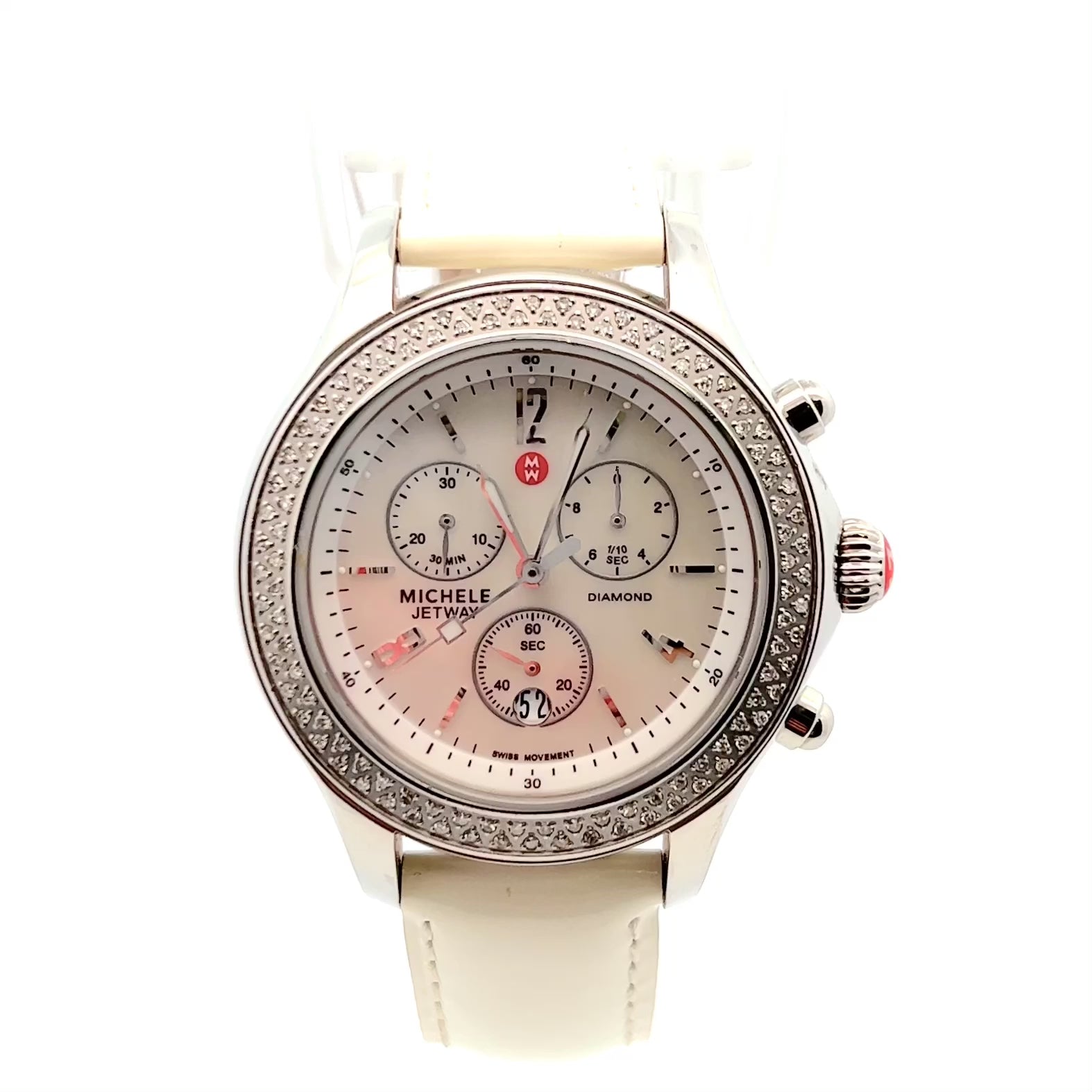 MICHELE JETWAY DIAMOND Chronograph Steel Watch 112