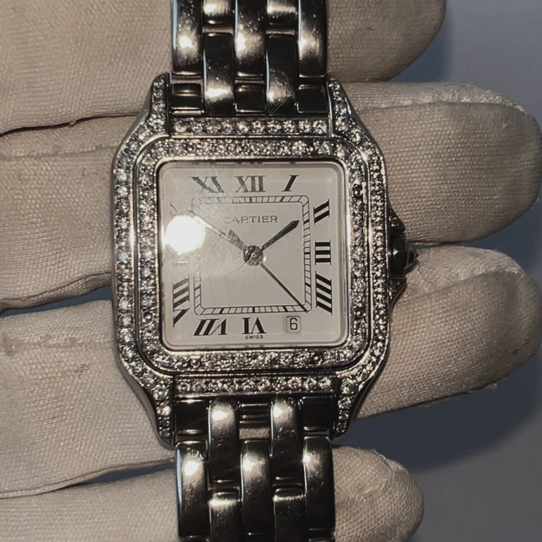 CARTIER PANTHERE Quartz 27mm Steel 1.27TCW Diamond Watch White