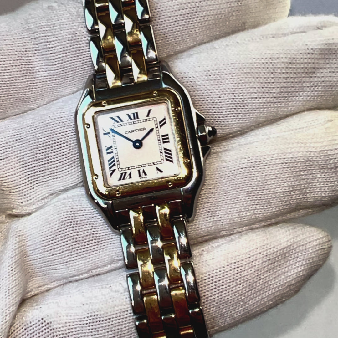 CARTIER PANTHERE Quartz 23mm 2 Row Gold Watch Cream Dial | NATILUXIA