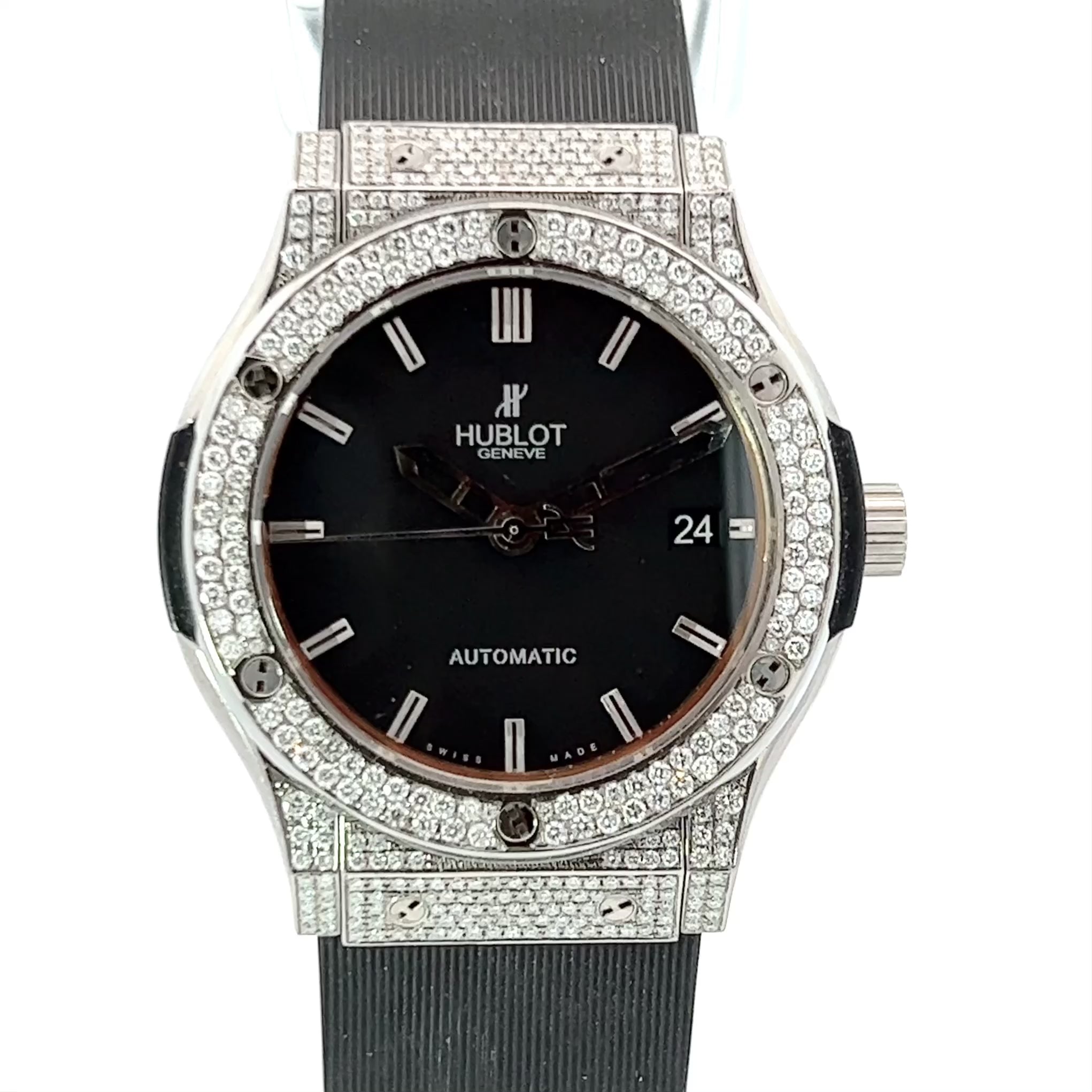 45mm Hublot Titanium Classic Fusion Diamond Watch for Men 3.5ct 968243