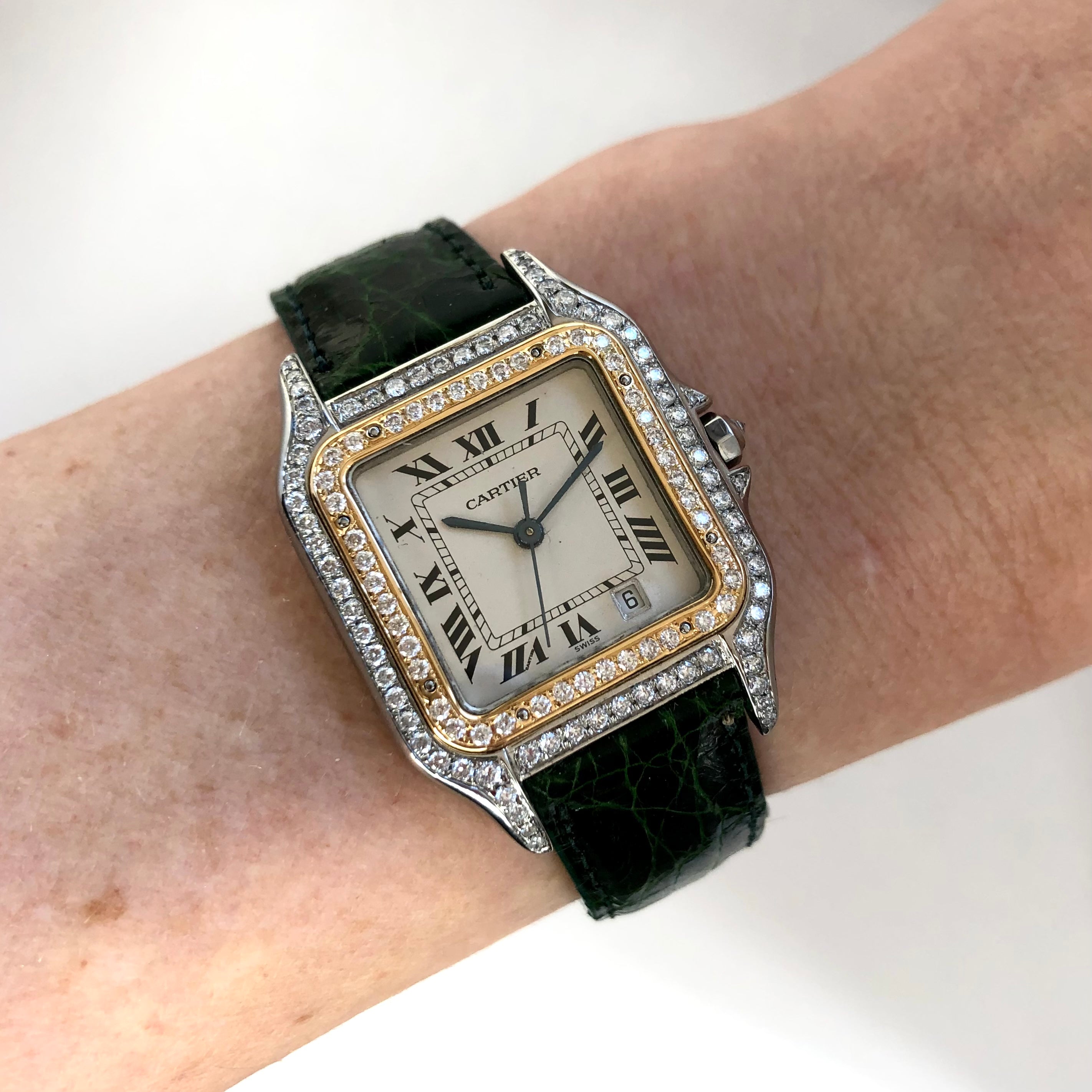 CARTIER PANTHERE 27mm Quartz 2 Tone 1.4TCW DIAMOND Watch NATILUXIA