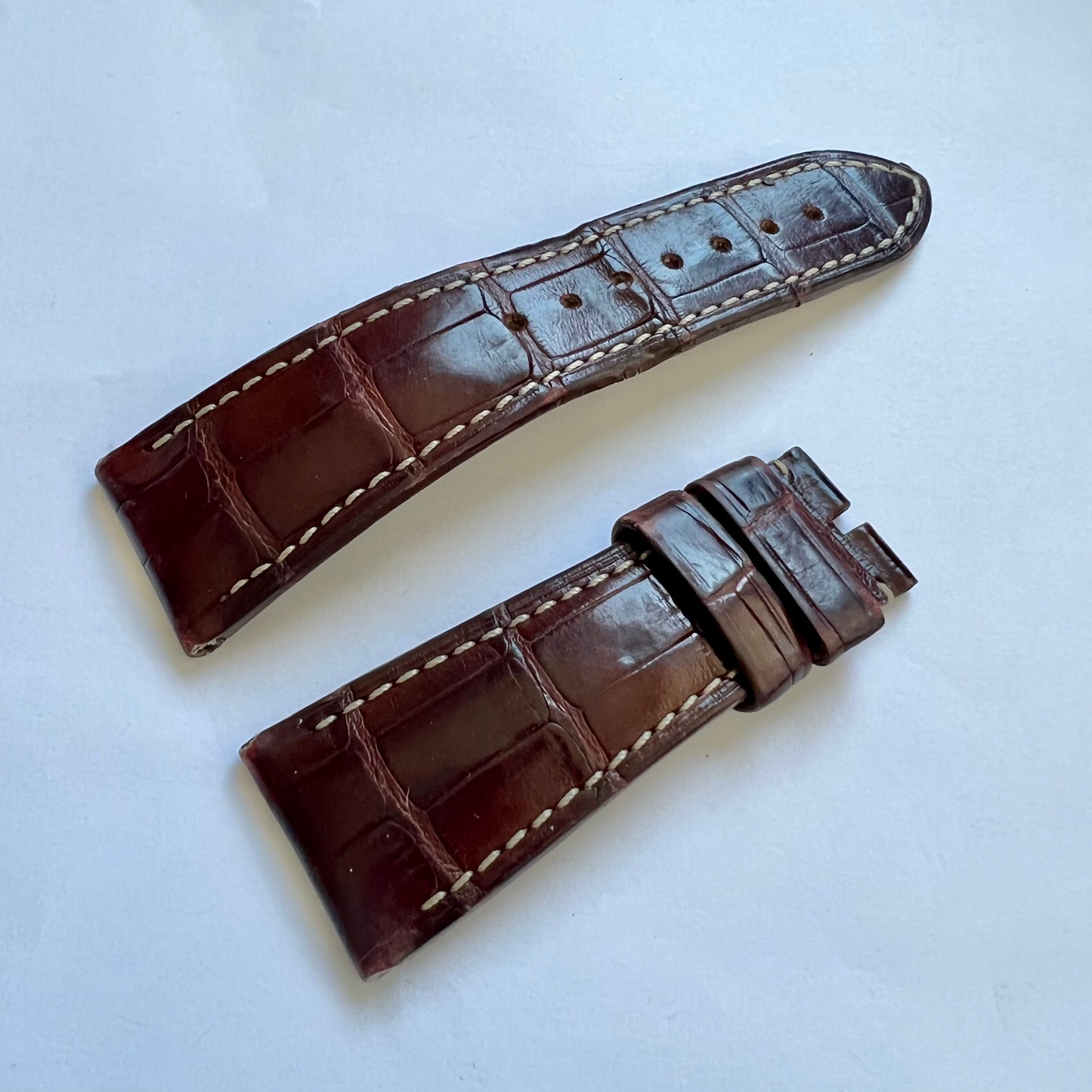OFFICINE PANERAI 26/20mm Brown Crocodile Skin Strap Band