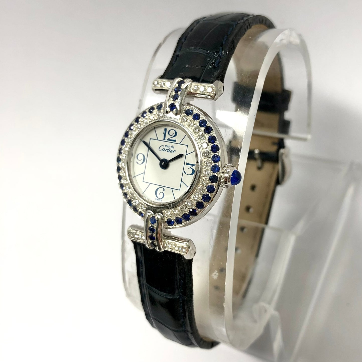 CARTIER COLISÈE Quartz 24mm Silver DIAMONDS & Blue SAPPHIRES Watch