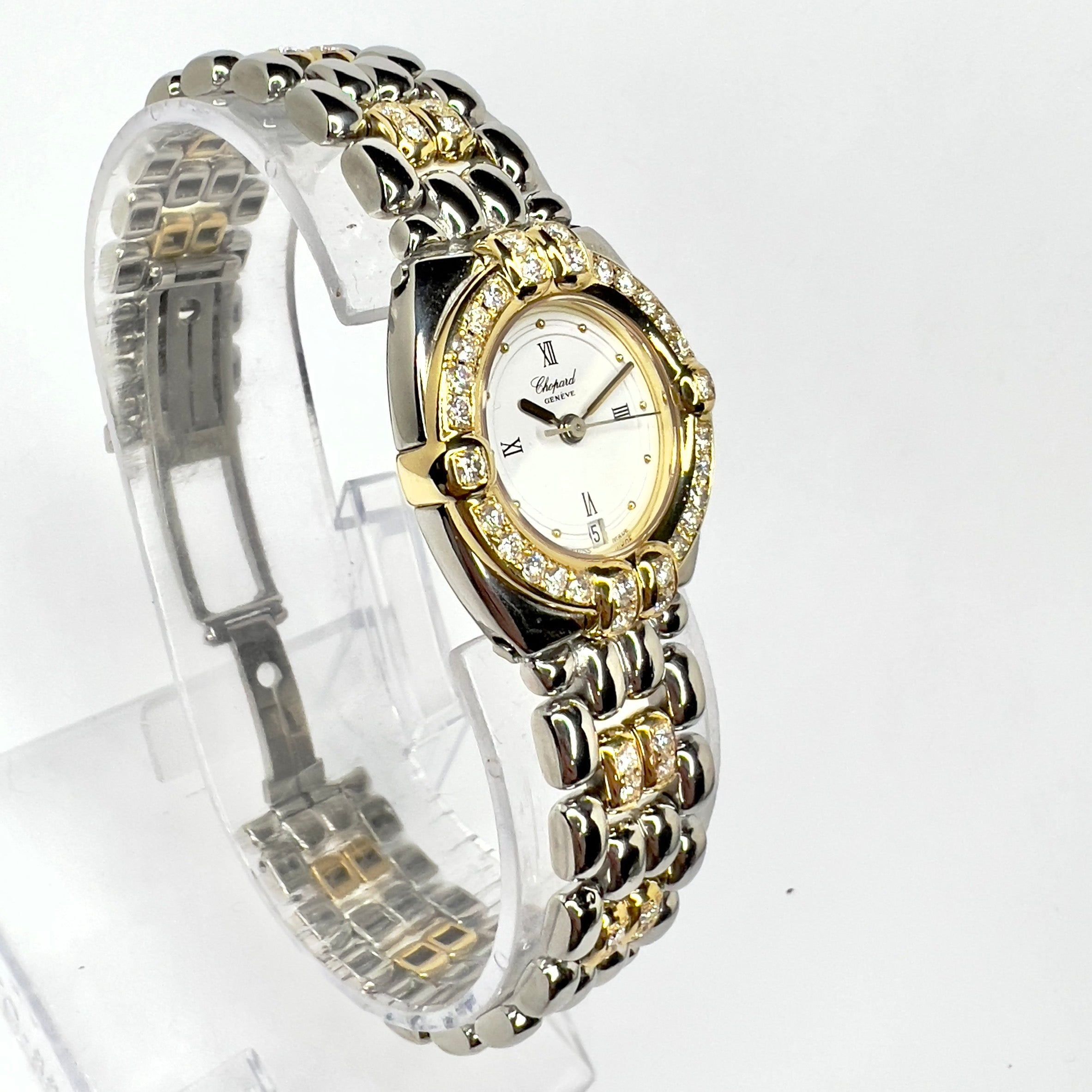 CHOPARD GSTAAD Quartz 24mm 2 Tone 1.52TCW DIAMOND Watch NATILUXIA