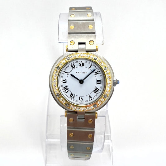 CARTIER SANTOS RONDE Quartz 27mm 2 Tone 0.40TCW DIAMOND Watch